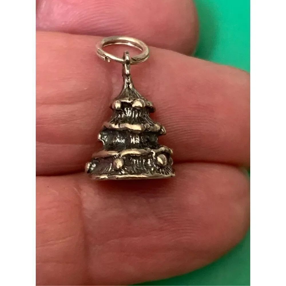 Christmas Tree Sterling Silver Jewelry Charm #holiday